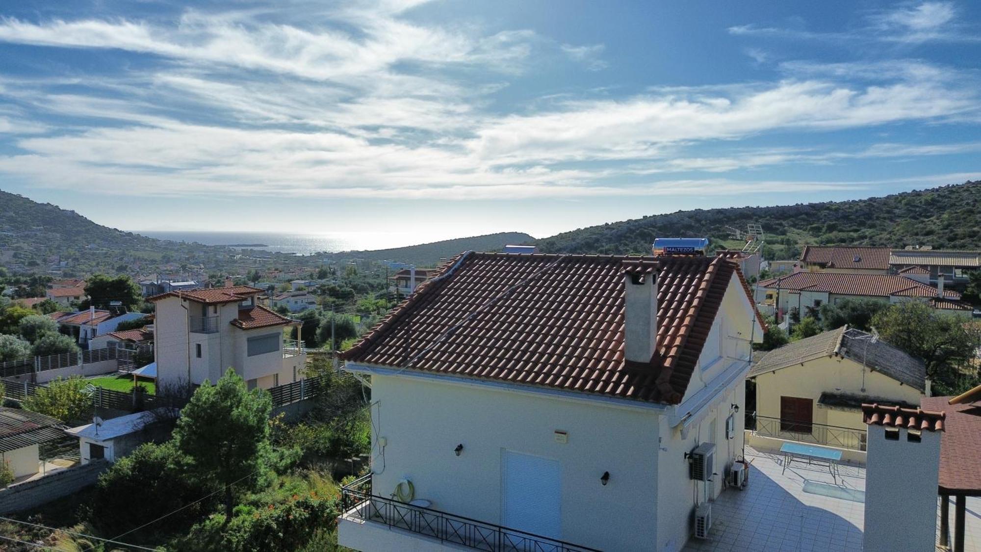 Beautiful Maisonette With A View To The Mountains And The Sea Agia Marina  Bagian luar foto